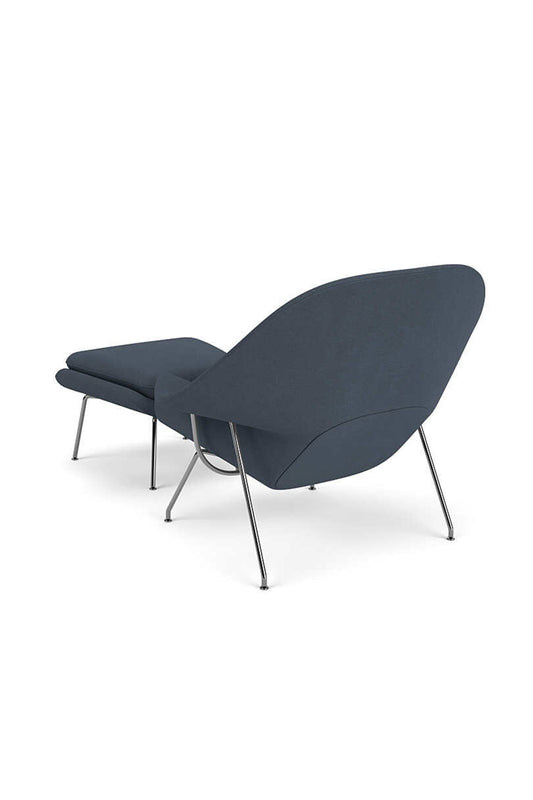 Knoll Womb Chair With Ottoman Designed By Eero Saarinen in Mineral Blue - Back Image (6606269907059)
