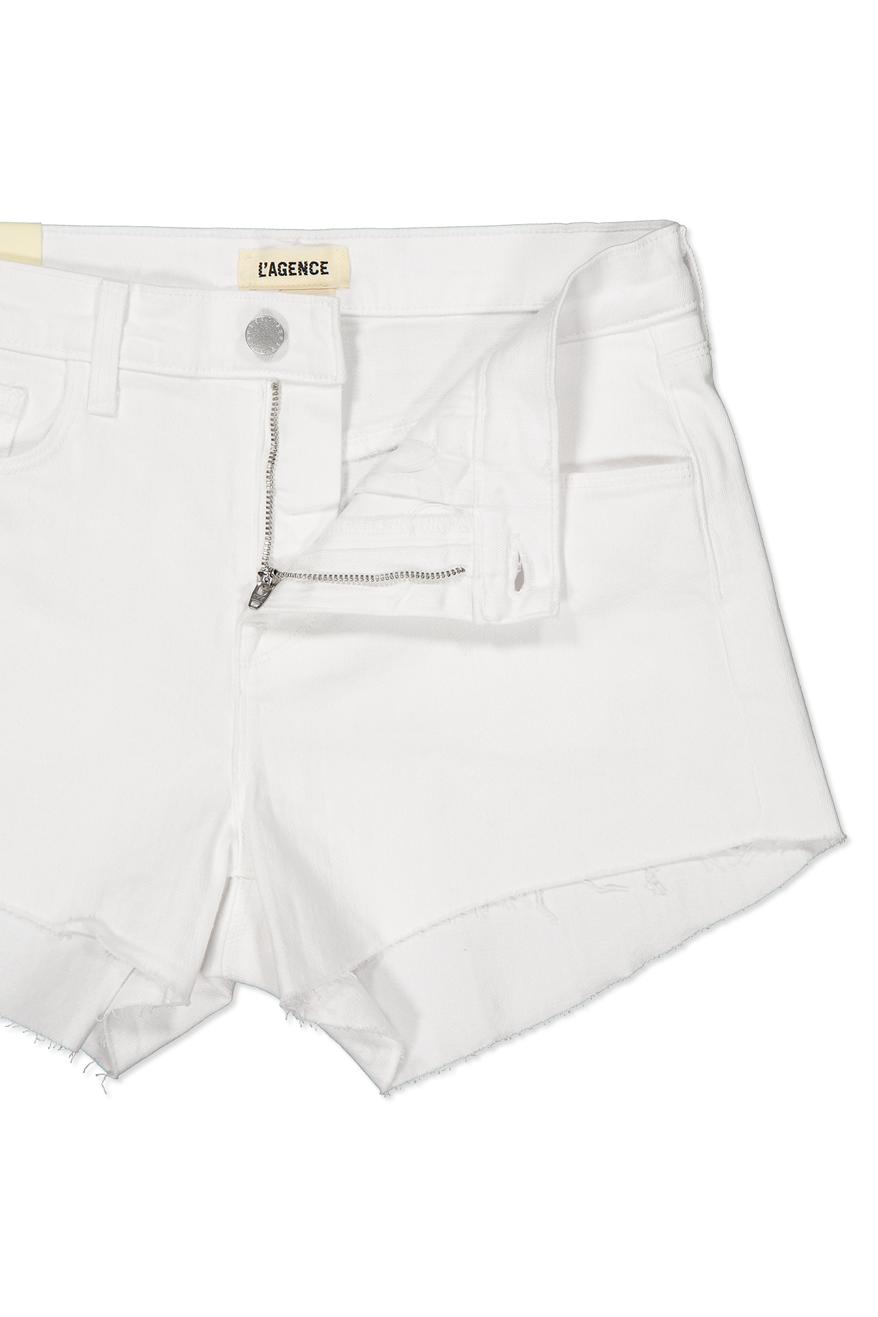 Lagence Audrey Mid-Rise Short White Fly Detail Image (6605789659251)