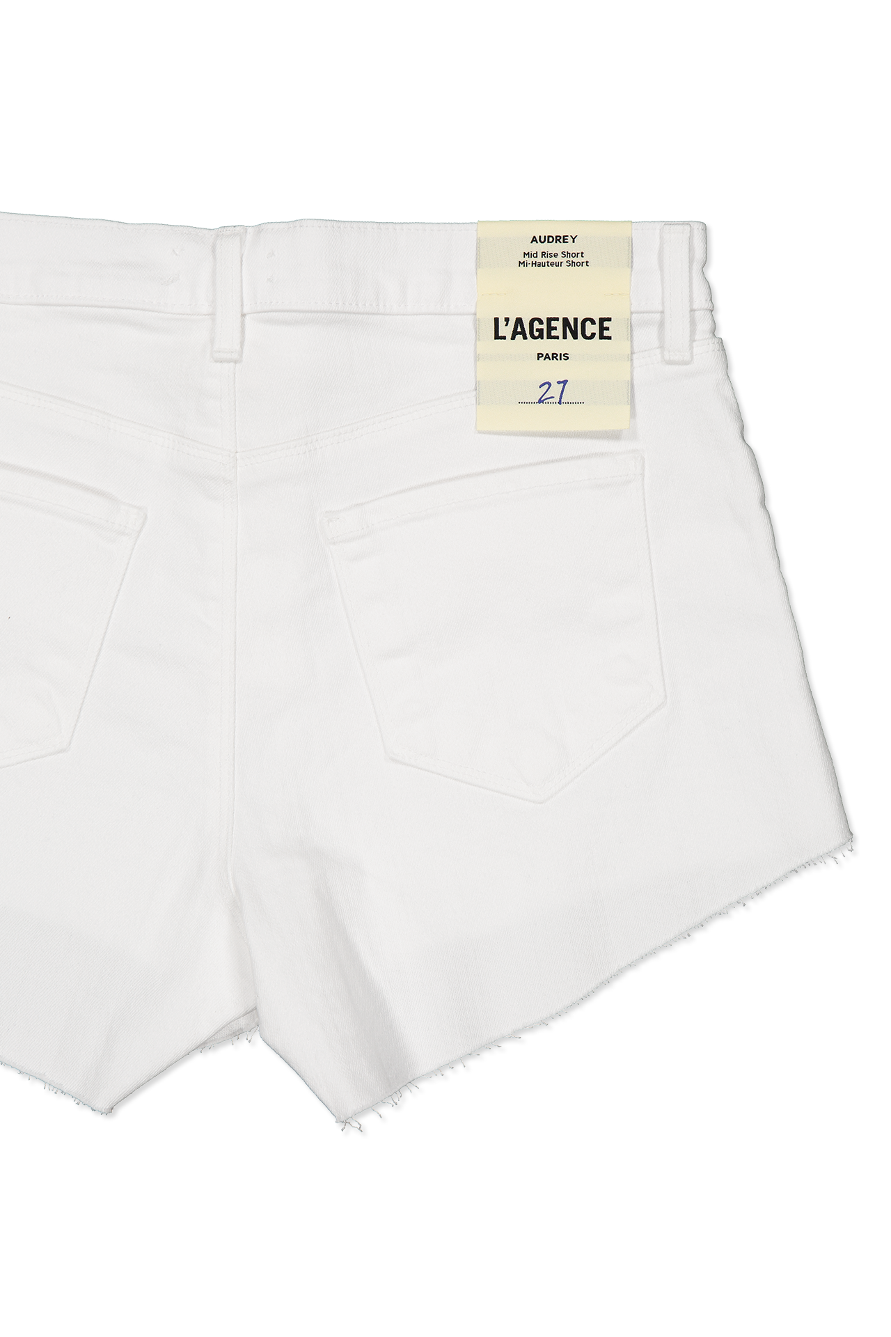 Lagence Audrey Mid-Rise Short White Back Pocket Detail Image (6605789659251)