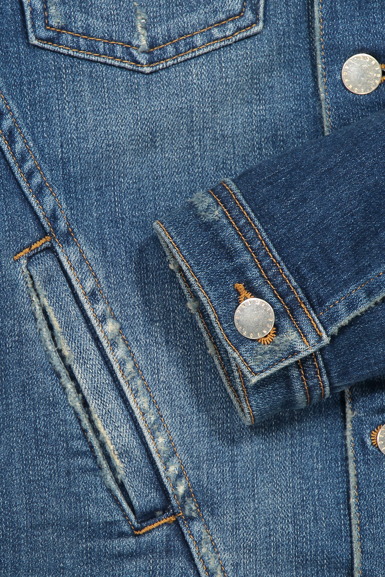 Lagence Celine Denim Jacket Authentique Distressed Cuff Detail Image (600650088459)