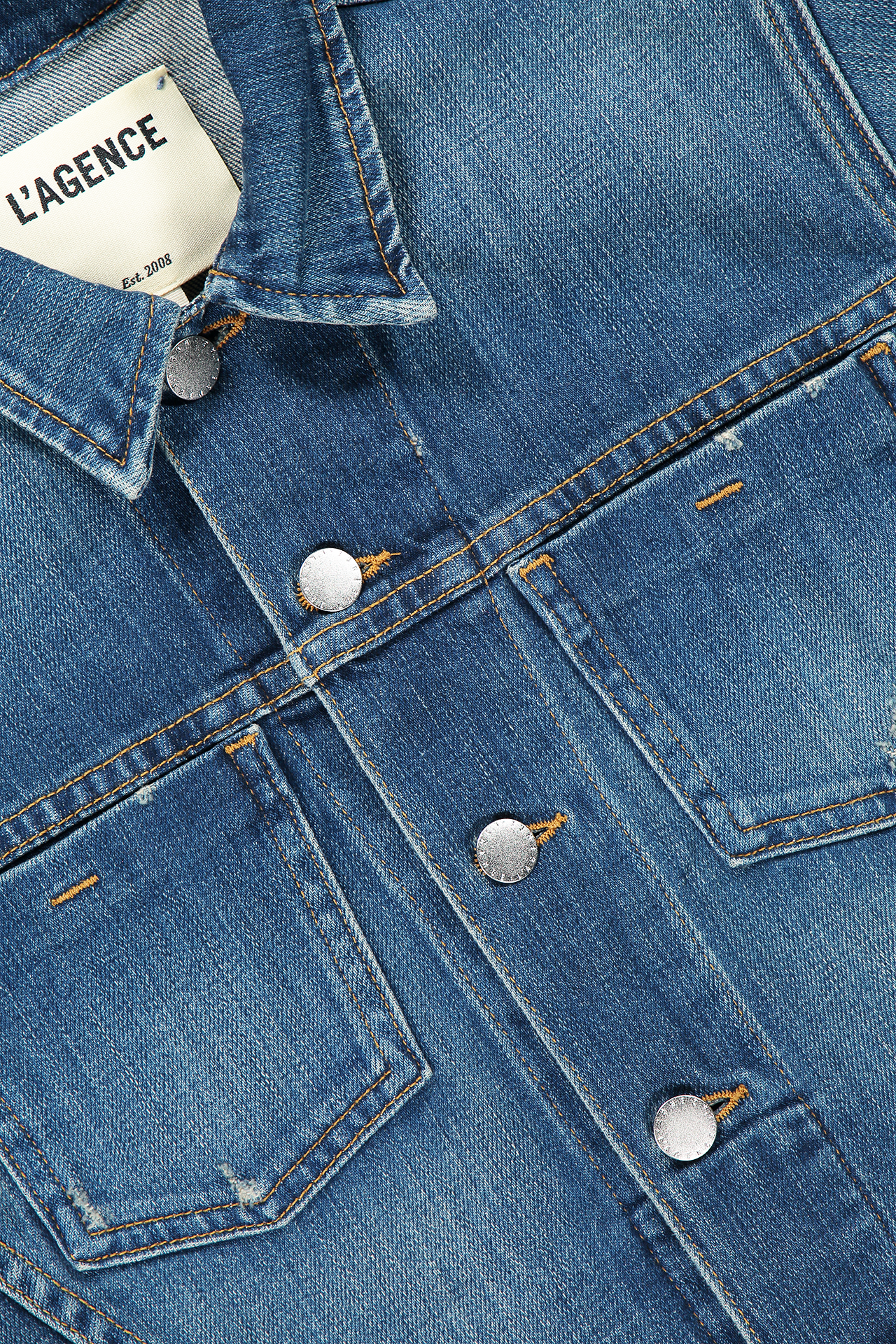 Lagence Janelle Slim Raw Jacket Blue Collar Detail Image (4615406026867)