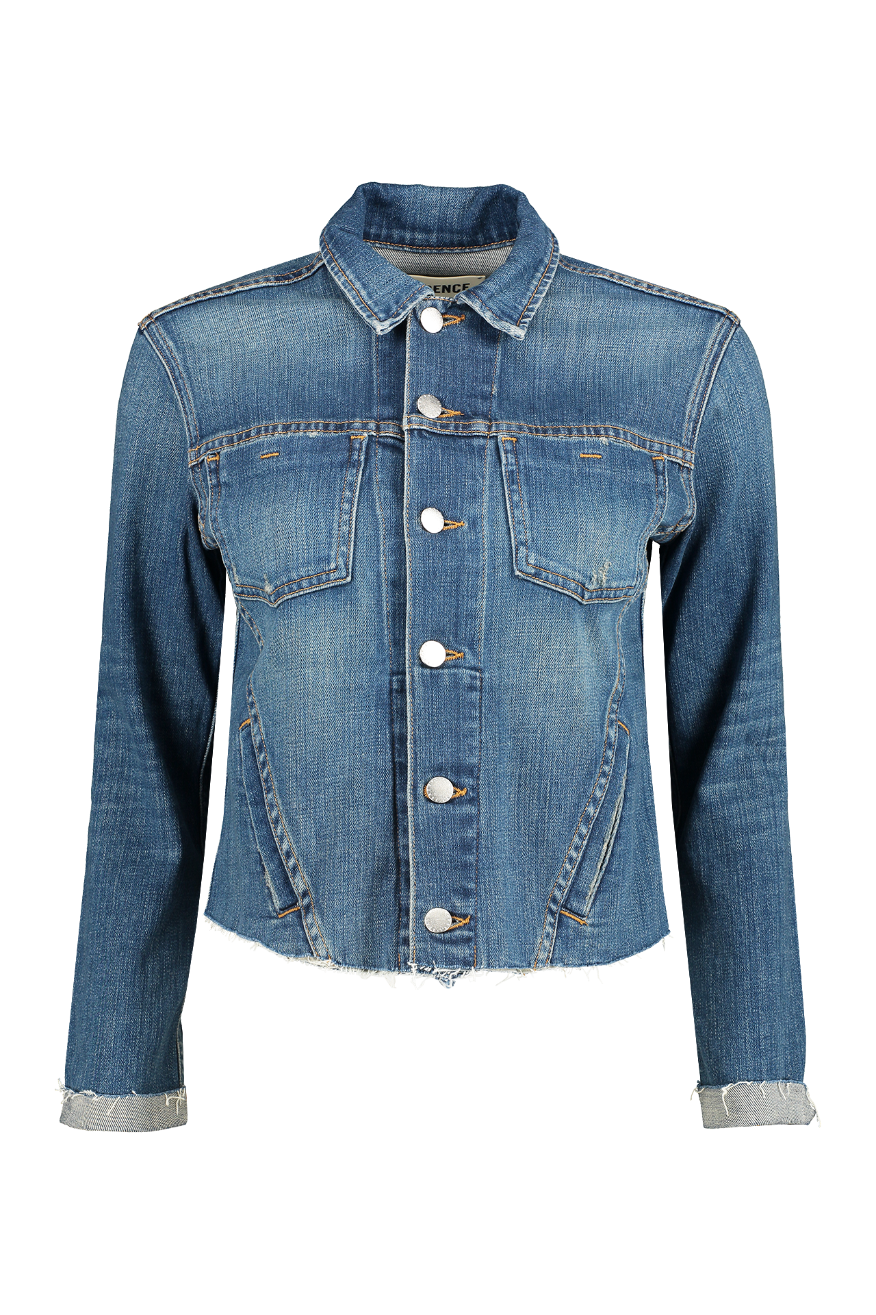 Lagence Janelle Slim Raw Jacket Blue Front Mannequin Image (4615406026867)