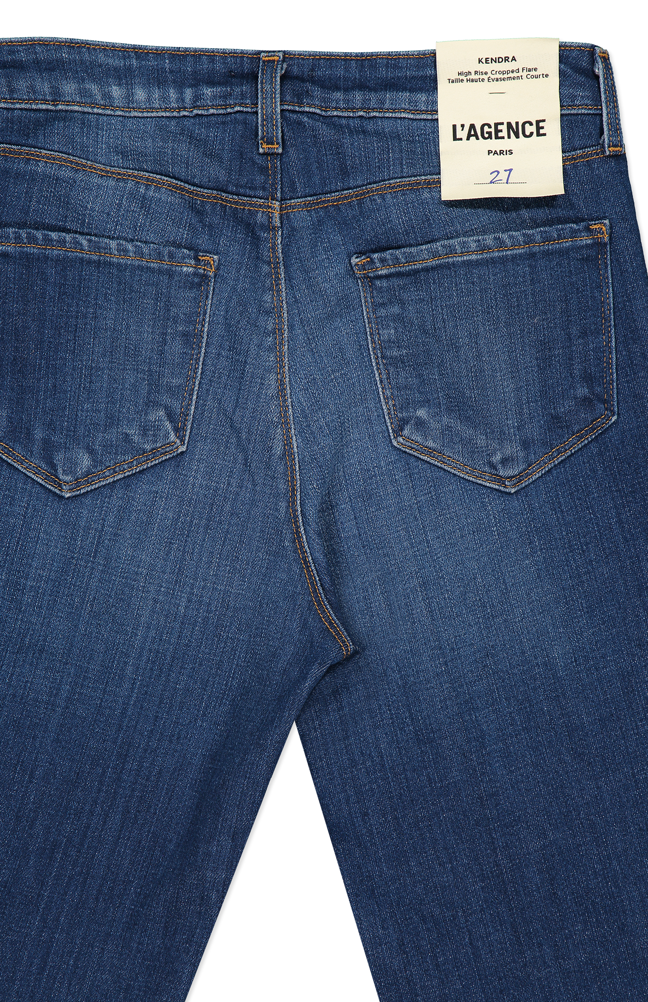 Lagence Kendra H/R Crop Flare Jeans Blue Back Pocket Detail Image (6941051191411)