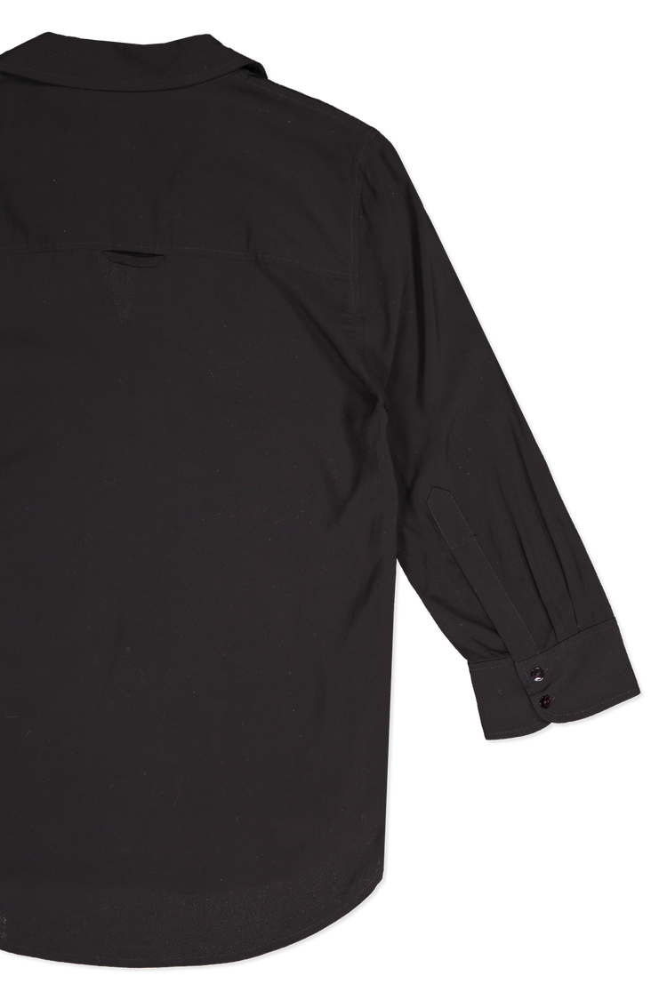 Lagence Ryan 3/4 Sleeve Blouse Black Back Flat Image (4615405994099)