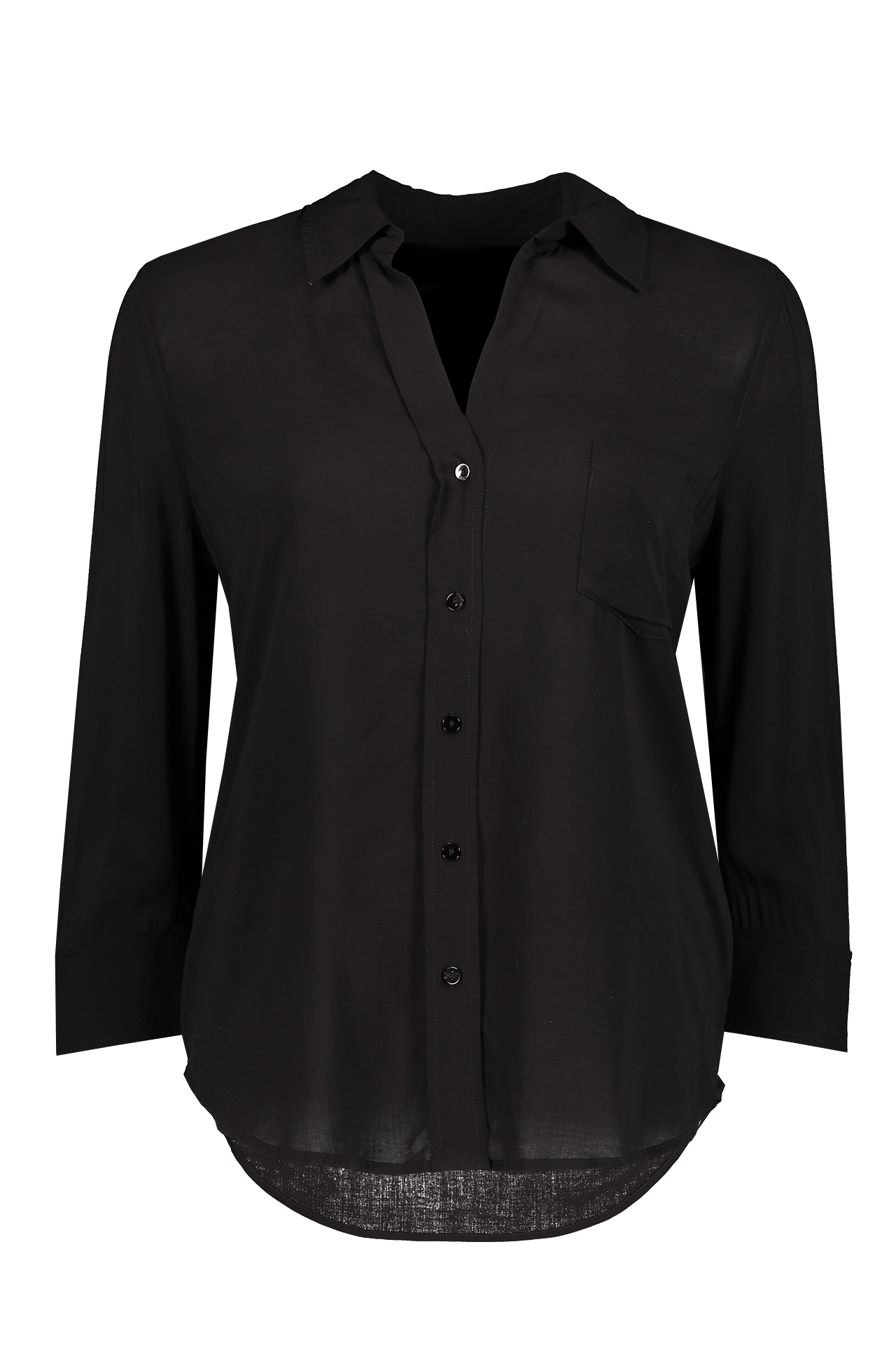 Lagence Ryan 3/4 Sleeve Blouse Black Front Mannequin Image (4615405994099)