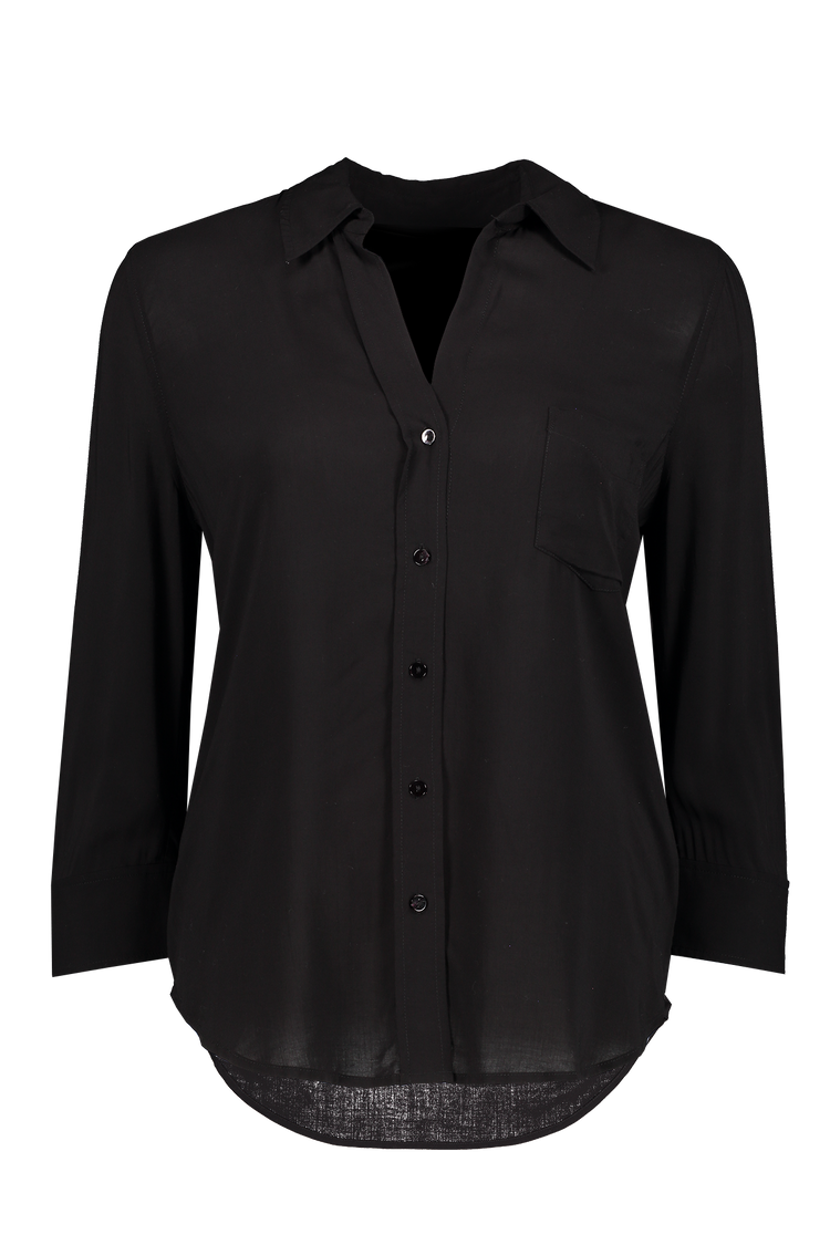 Lagence Ryan 3/4 Sleeve Blouse Black Front Mannequin Image (4615405994099)