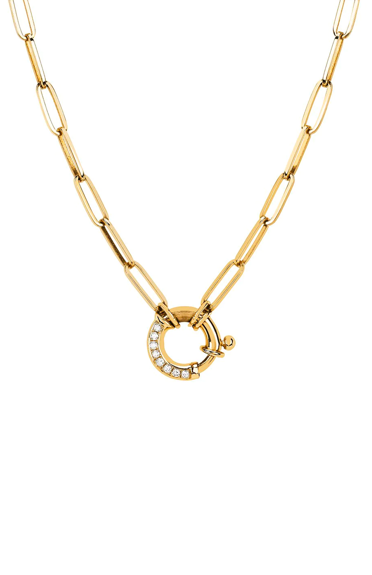 Alchemy Link Charm Necklace with Pavé Diamond Hoop Closure (6978996797555)