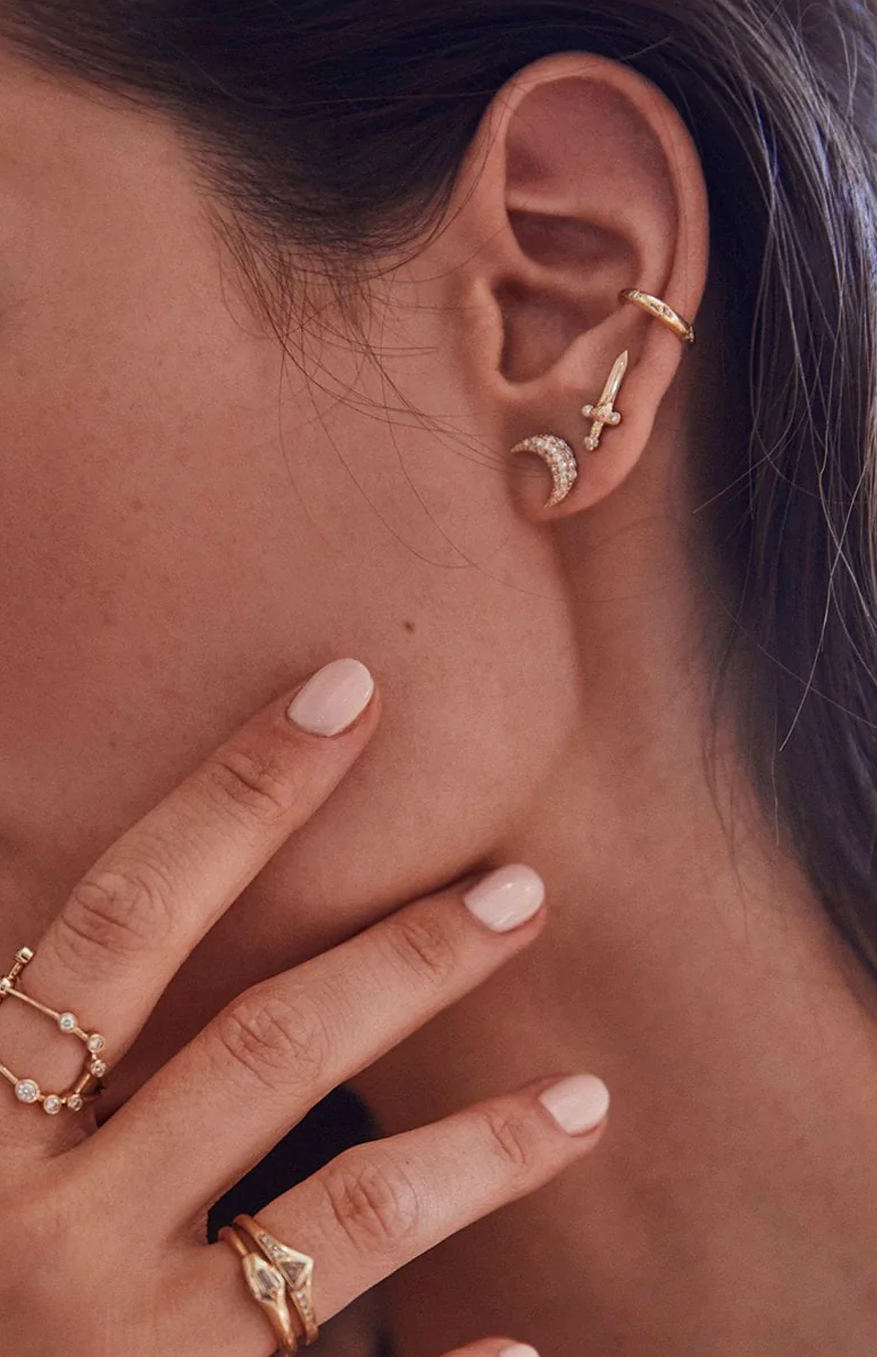 Dagger Studs with Diamonds (6978996404339)
