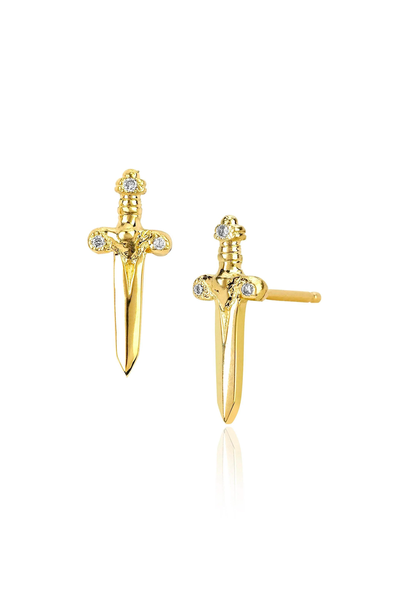 Dagger Studs with Diamonds (6978996404339)