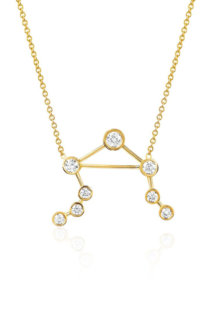 Diamond Libra Constellation Necklace (4622654505075)