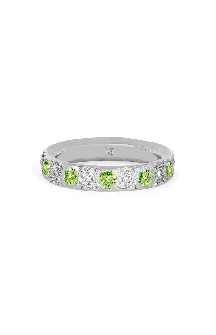 Queen Pave Diamond Band Small Cluster Diamonds Peridot Infinity Style (6992679796851)