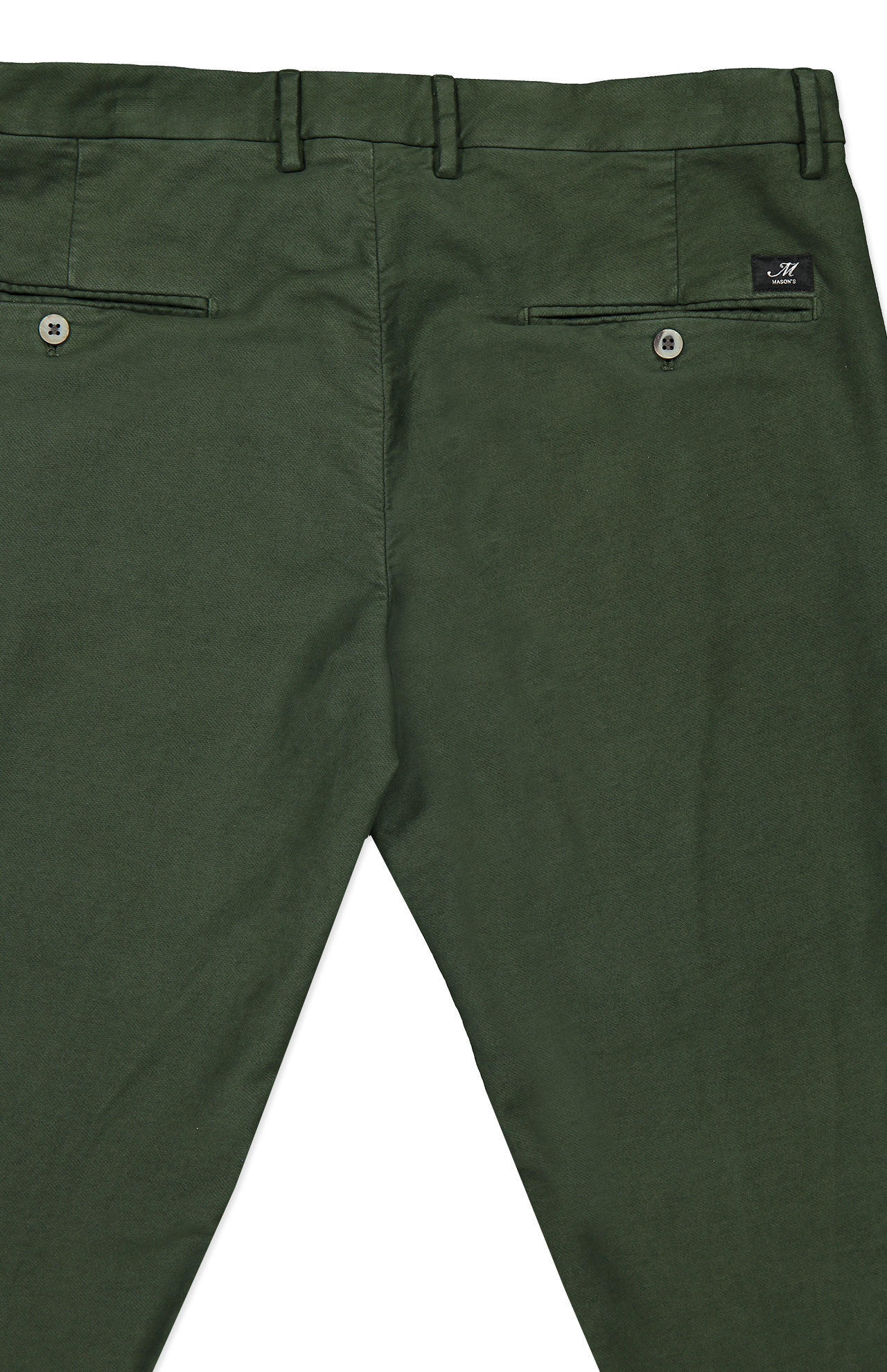 Mason's Torino Style Moleskin Chino Pant in Pine Back Detail Image  (6955219976307)