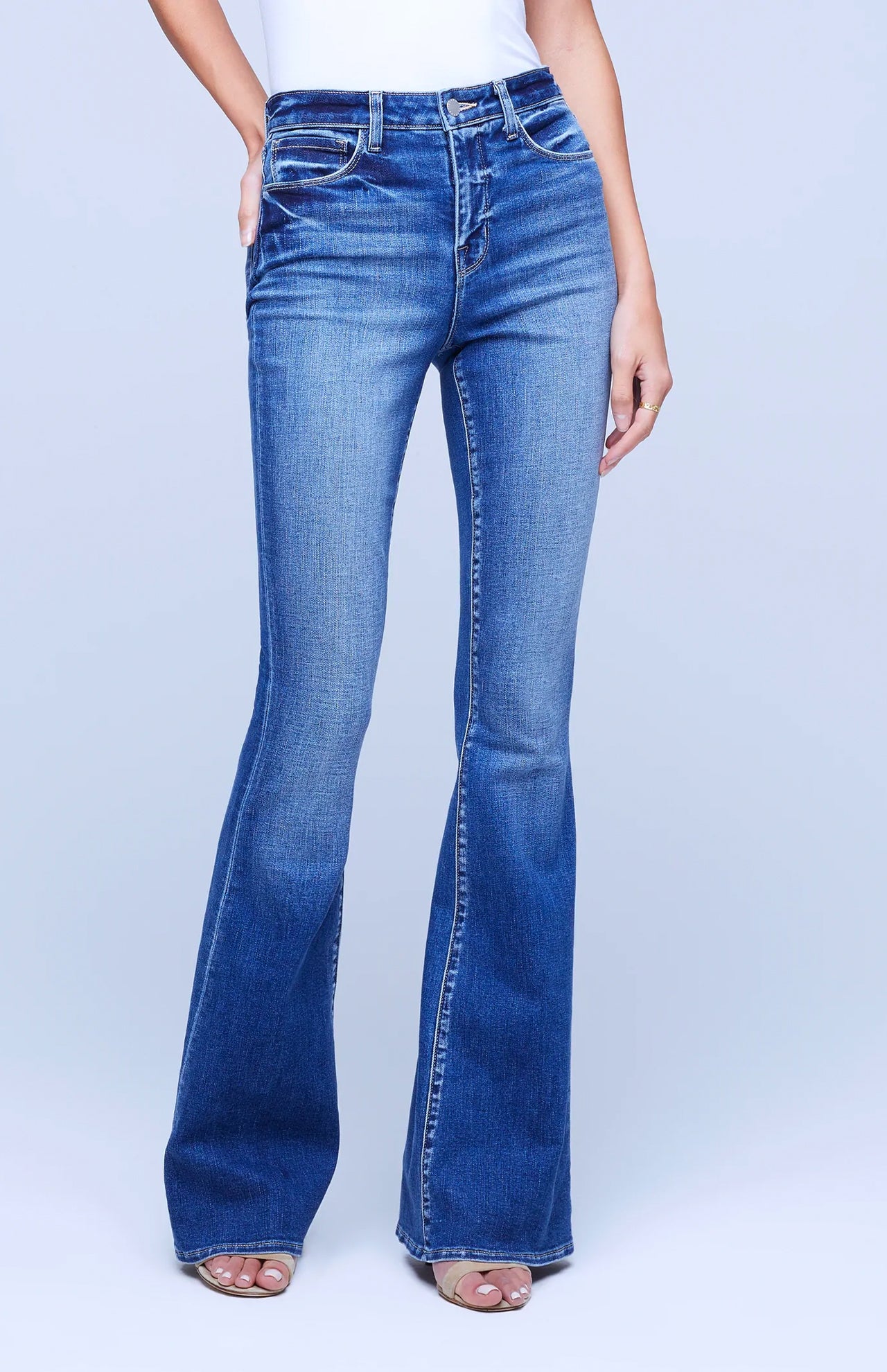 Lagence Marty High Rise Flare Front Model Image (7025423876211)