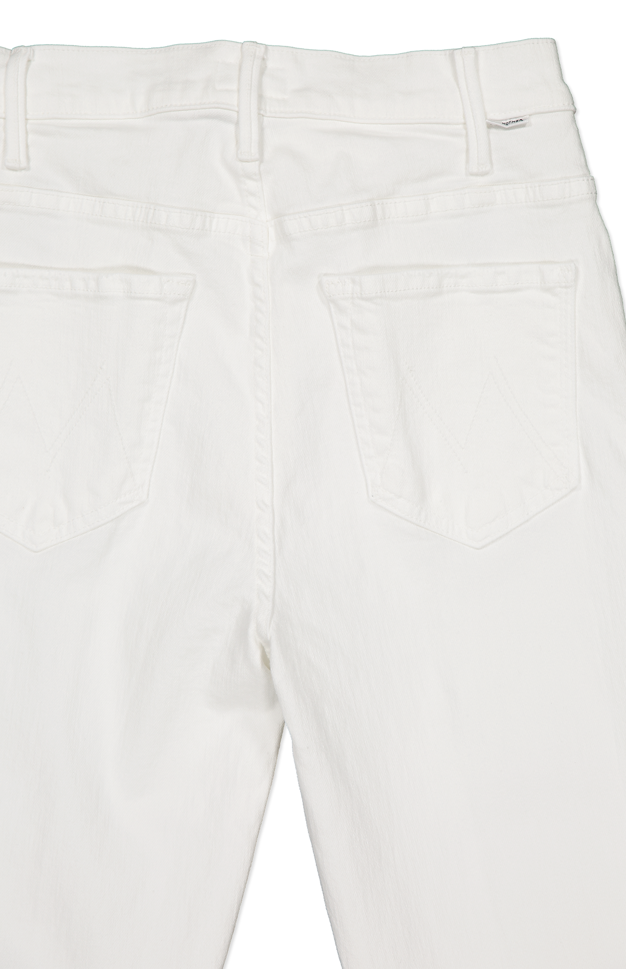 Mother The Hustler Ankle Fray Jeans White Back Pocket Detail Image (6856365604979)