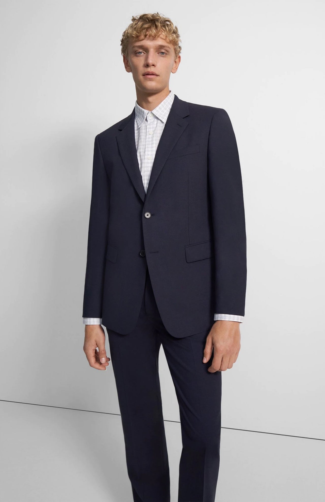 Theory Chambers New Tailor 2 Suit Jacket Navy Front Full Body Model Image (1737077162099)