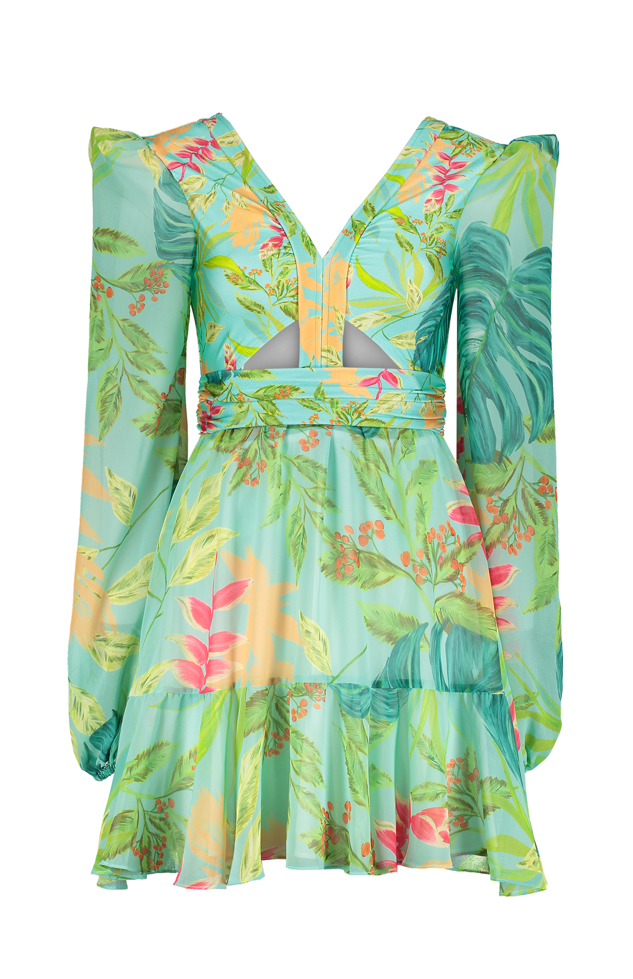 Tropicalia Long Sleeve Mini Dress (7012405772403)