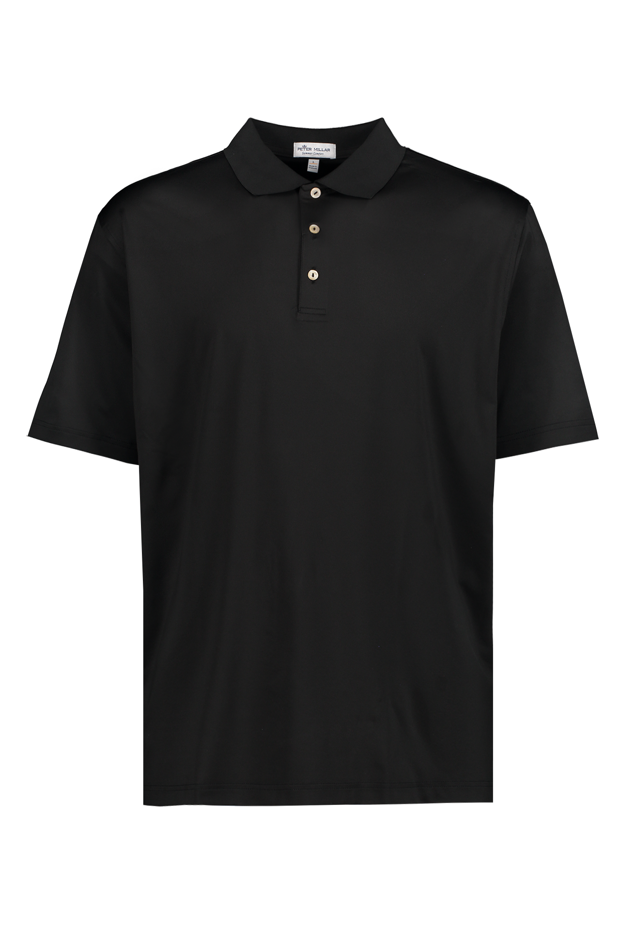 Peter Millar Solid Performance Jersey Polo in Black - Mannequin Image (6606330462323)