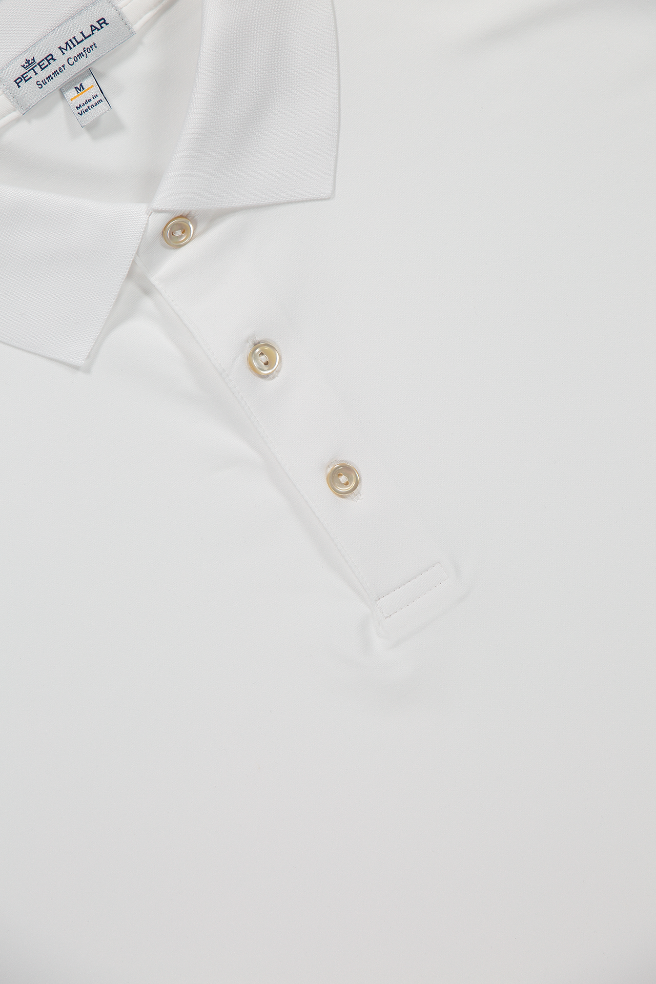 Peter Millar Solid Performance Jersey Polo in White - Collar Detail Image  (6606330462323)