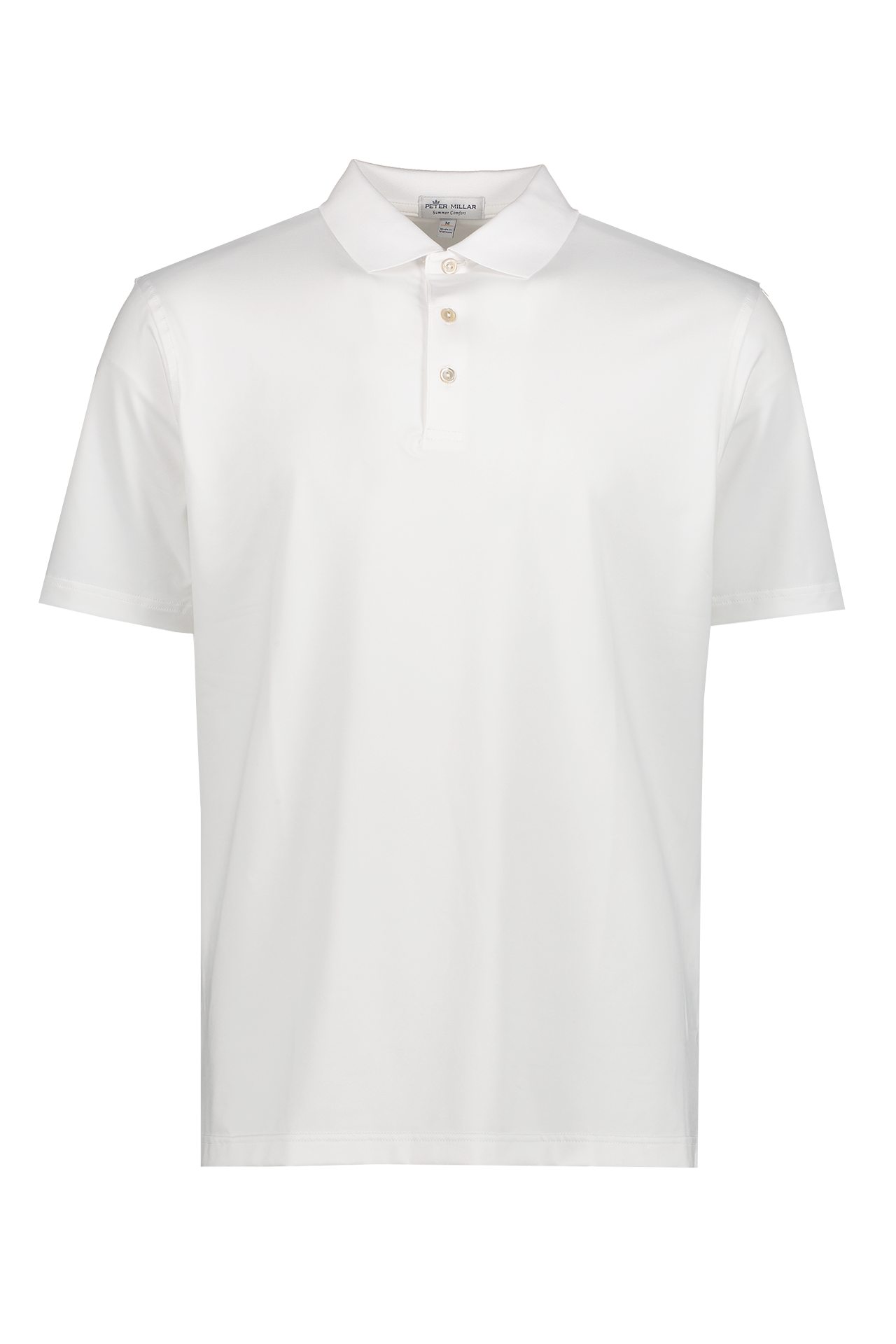 Peter Millar Solid Performance Jersey Polo in White - Mannequin Image  (6606330462323)