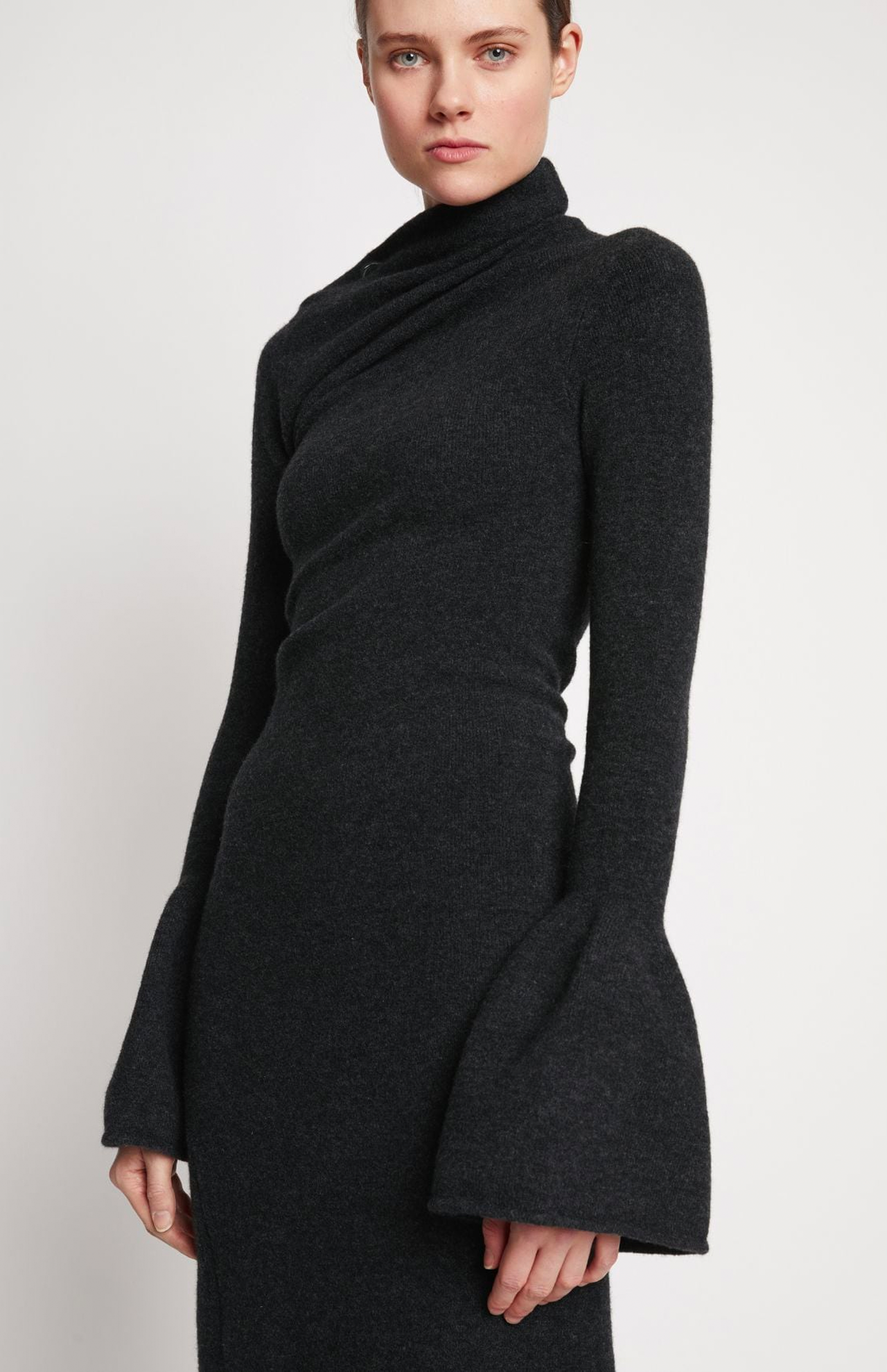 Proenza Midweight Wool Knit Dress Close Up Model Image (6933091123315)