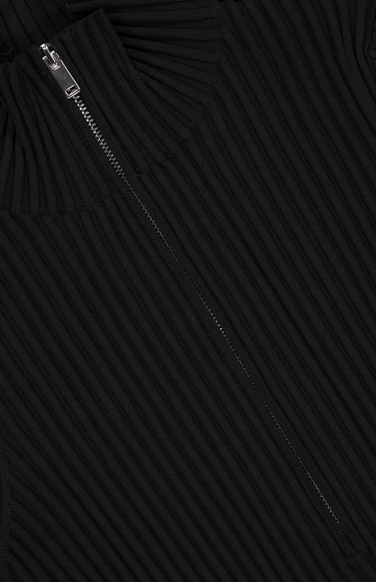 Proenza Viscose Rib Zip Sweater Black Top Detail Image (6933091156083)