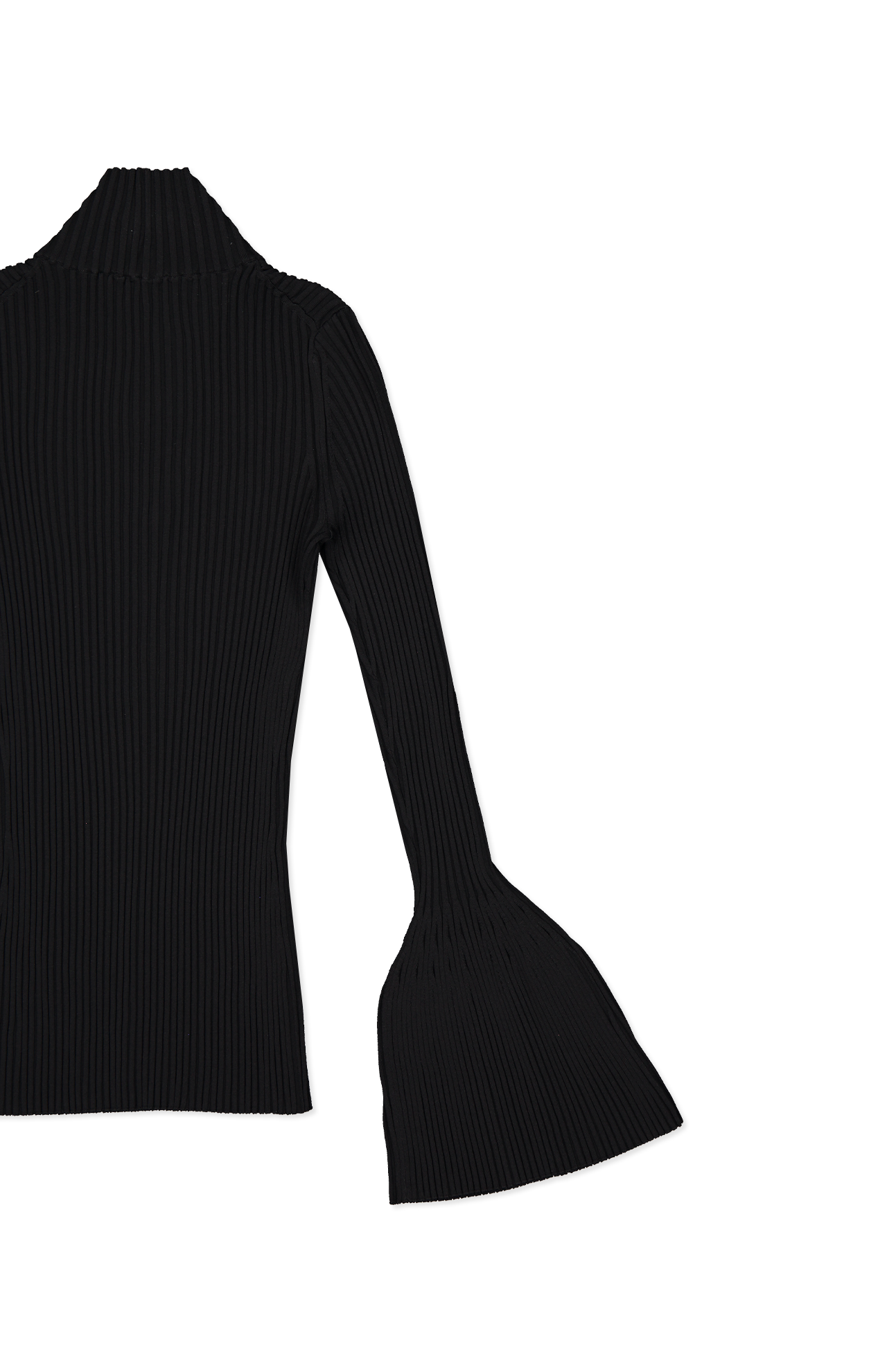 Proenza Viscose Rib Zip Sweater Black Back Flat Lay Image (6933091156083)