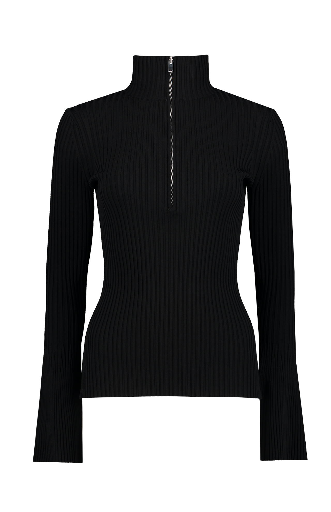 Proenza Viscose Rib Zip Sweater Black Front Mannequin Image (6933091156083)