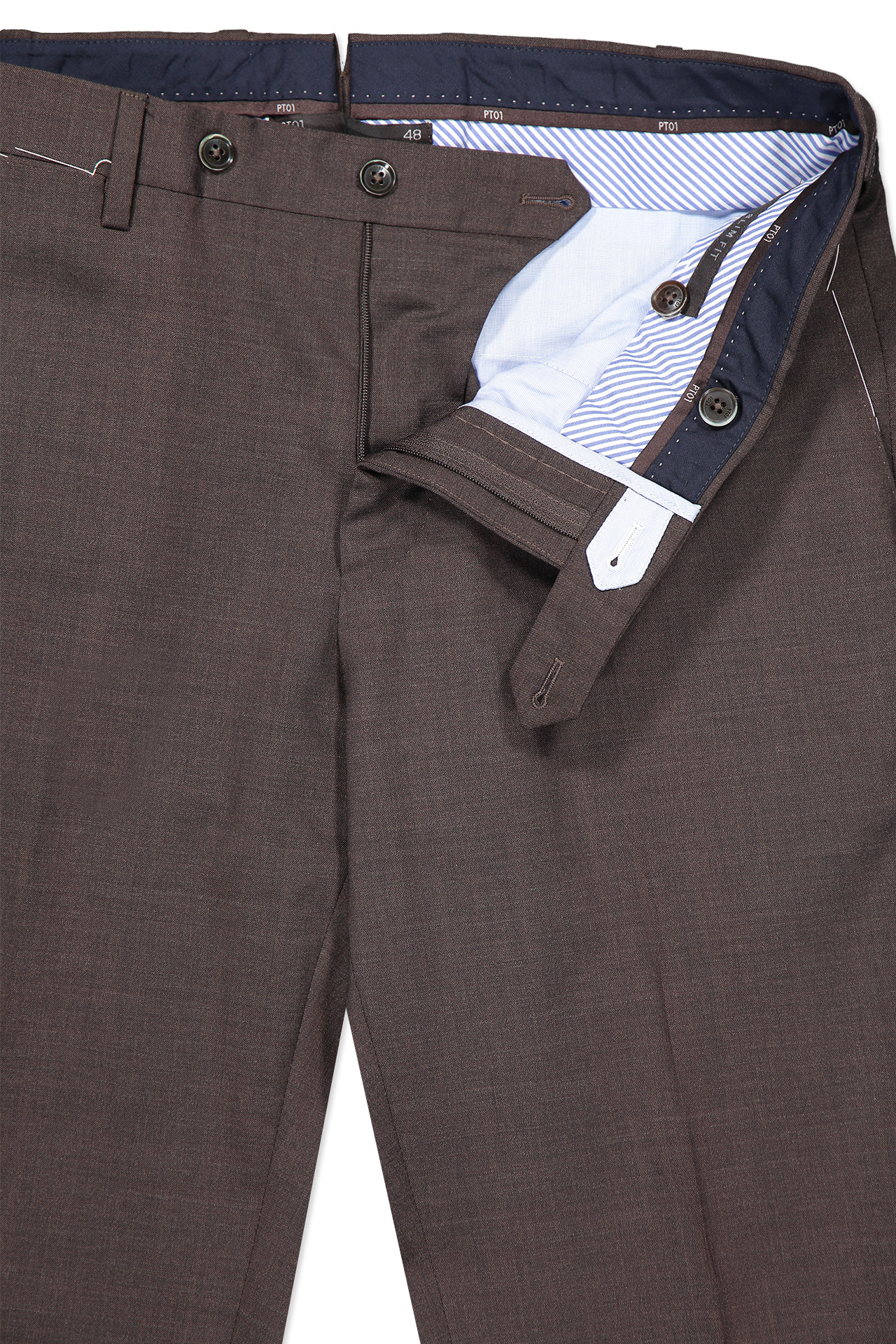 PT Wool Trouser Brown Fly Detail Image (600643469323)