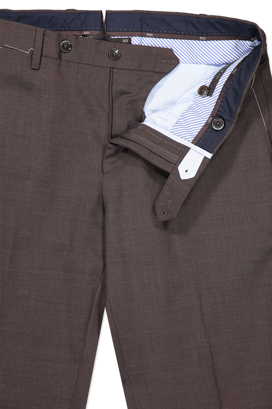 PT Wool Trouser Brown Fly Detail Image (600643469323)