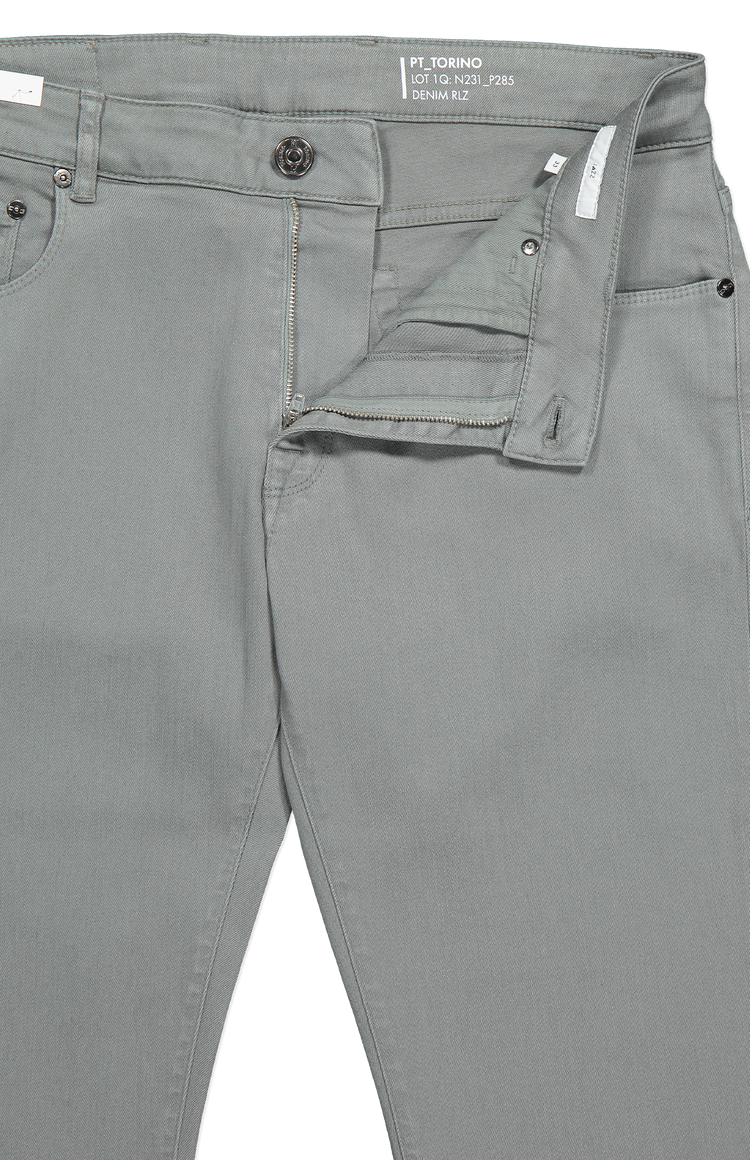 PT Torino Authentic Soft Touch Colored Denim Light Grey Front Detail Image (7026280005747)