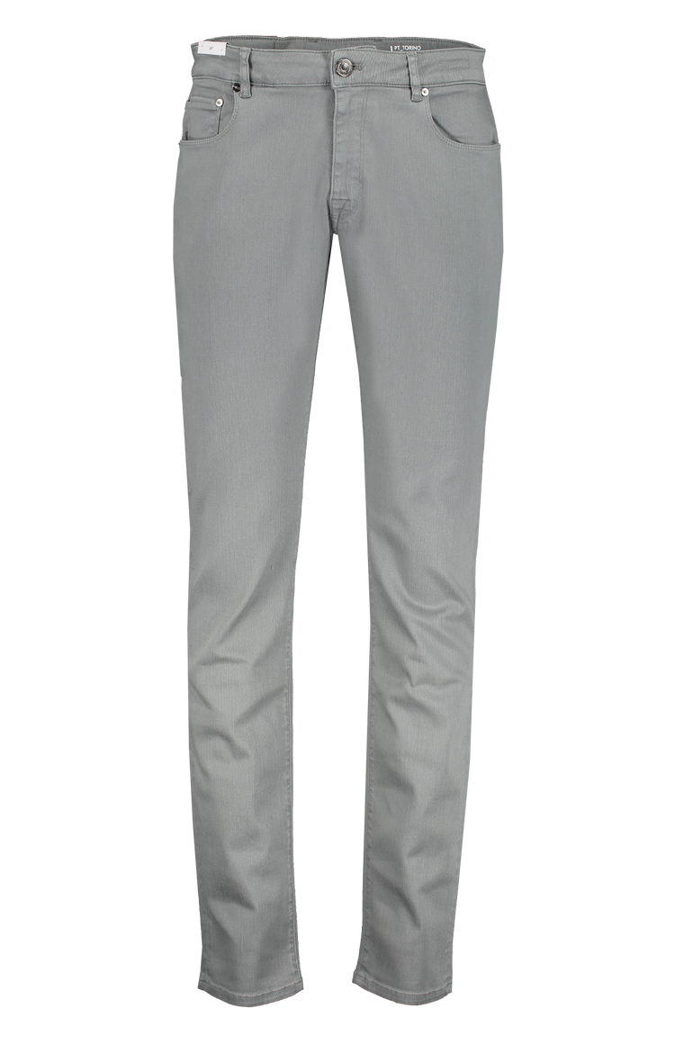PT Torino Authentic Soft Touch Colored Denim Light Grey Front Mannequin Image (7026280005747)