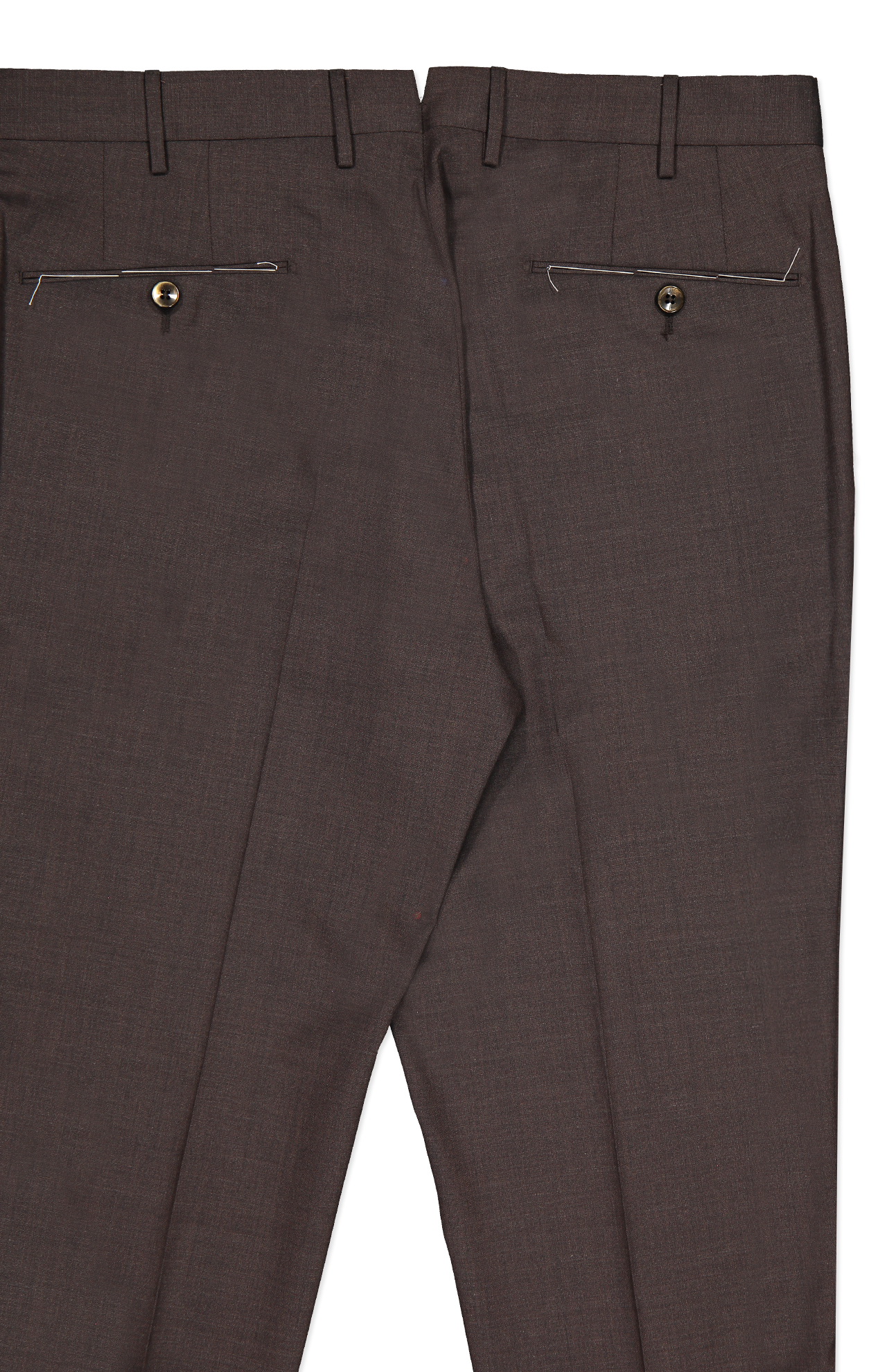 PT Torino Wool Plain Weave Trouser in Brown Melange Back Detail Image (7062204448883)