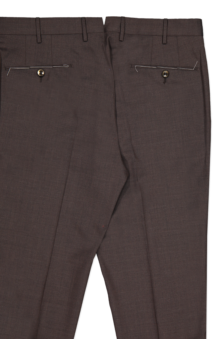 PT Torino Wool Plain Weave Trouser in Brown Melange Back Detail Image (7062204448883)