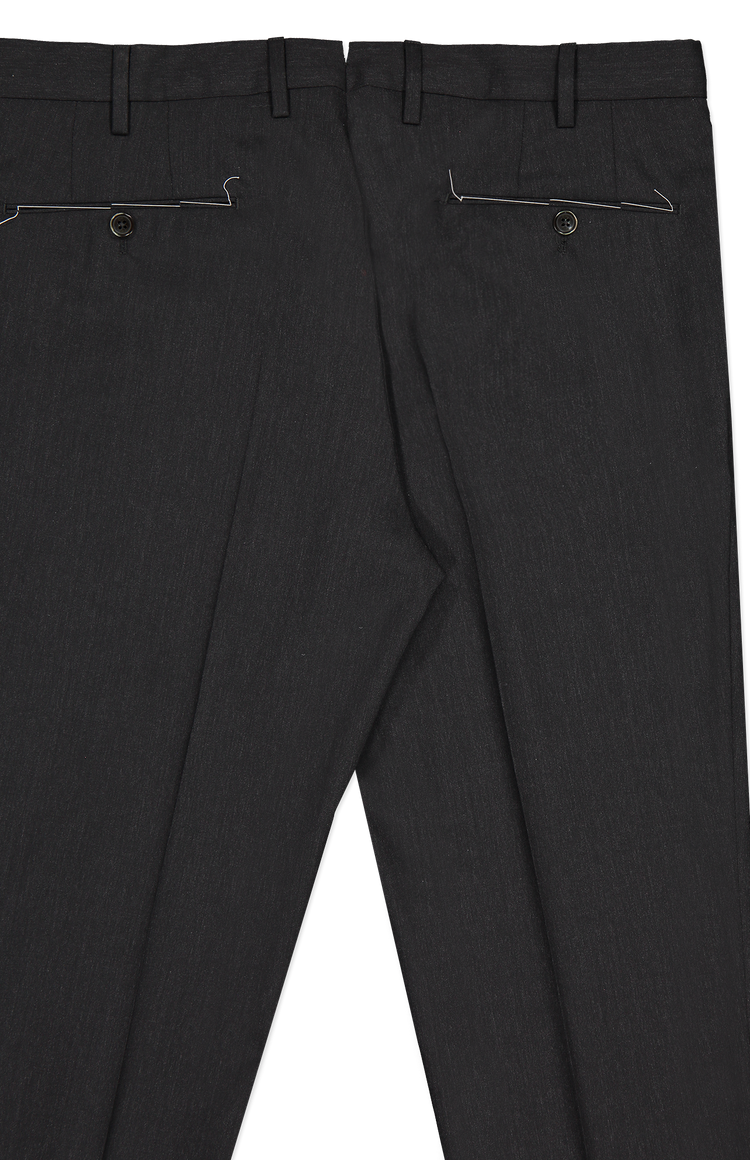 PT Torino Wool Plain Weave Trouser Charcoal Grey Back Detail Image (7062203105395)