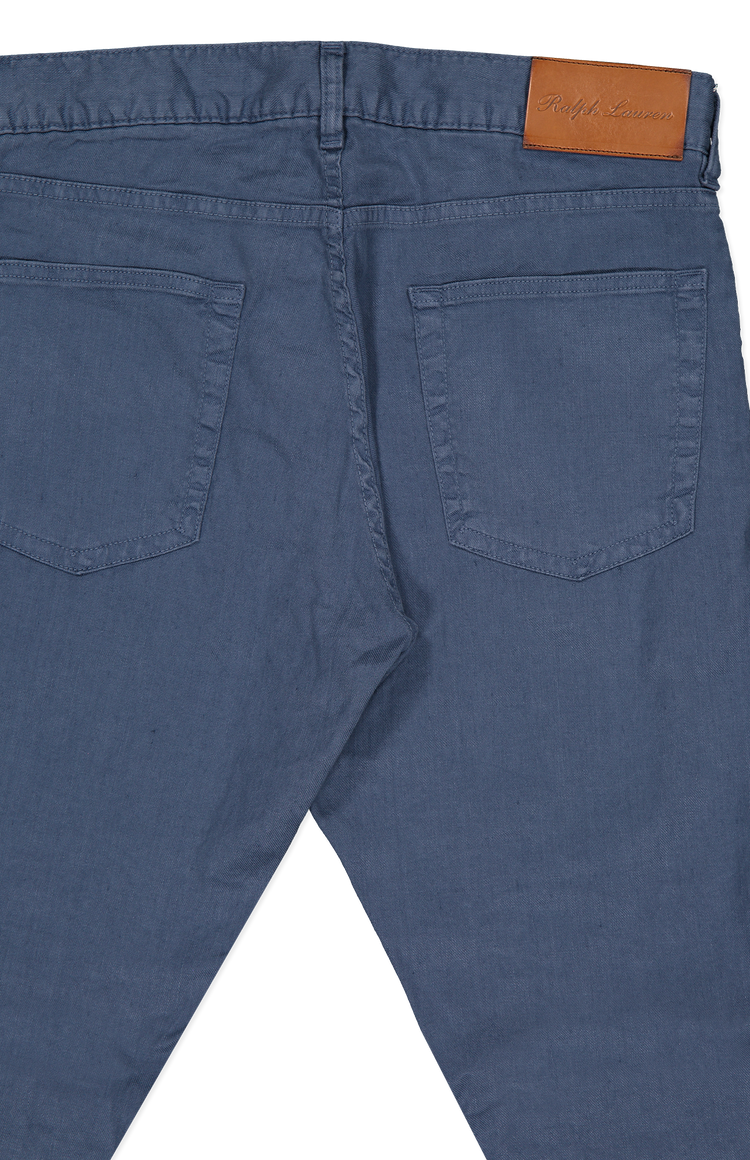 Ralph Lauren 5 Pocket Slim Pant Blue Back Detail Image (6865391157363)