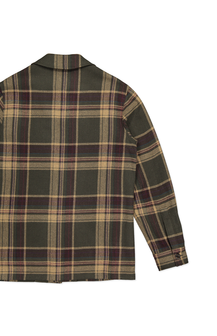 Ralph Lauren Andrya Plaid Shirt Jacket Deep Olive Green Back Flat Lay Image (6951512342643)