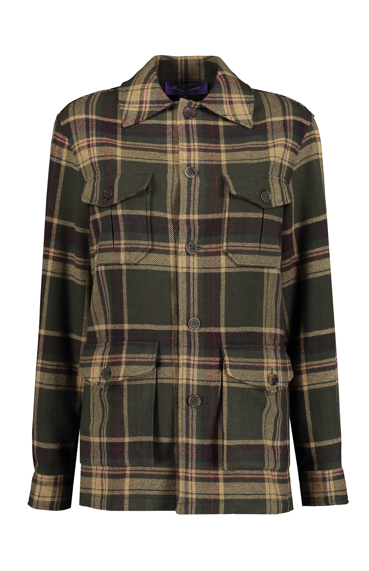 Ralph Lauren Andrya Plaid Shirt Jacket Deep Olive Green Front Mannequin Image (6951512342643)
