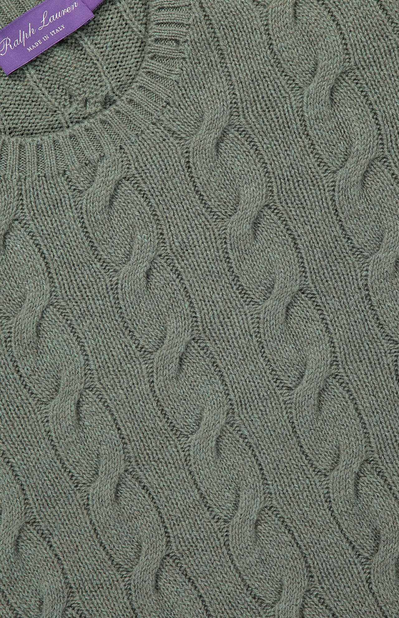 Ralph Lauren Cashmere Cable Crew Neck Sea Spray Top Detail Image (7041232371827)