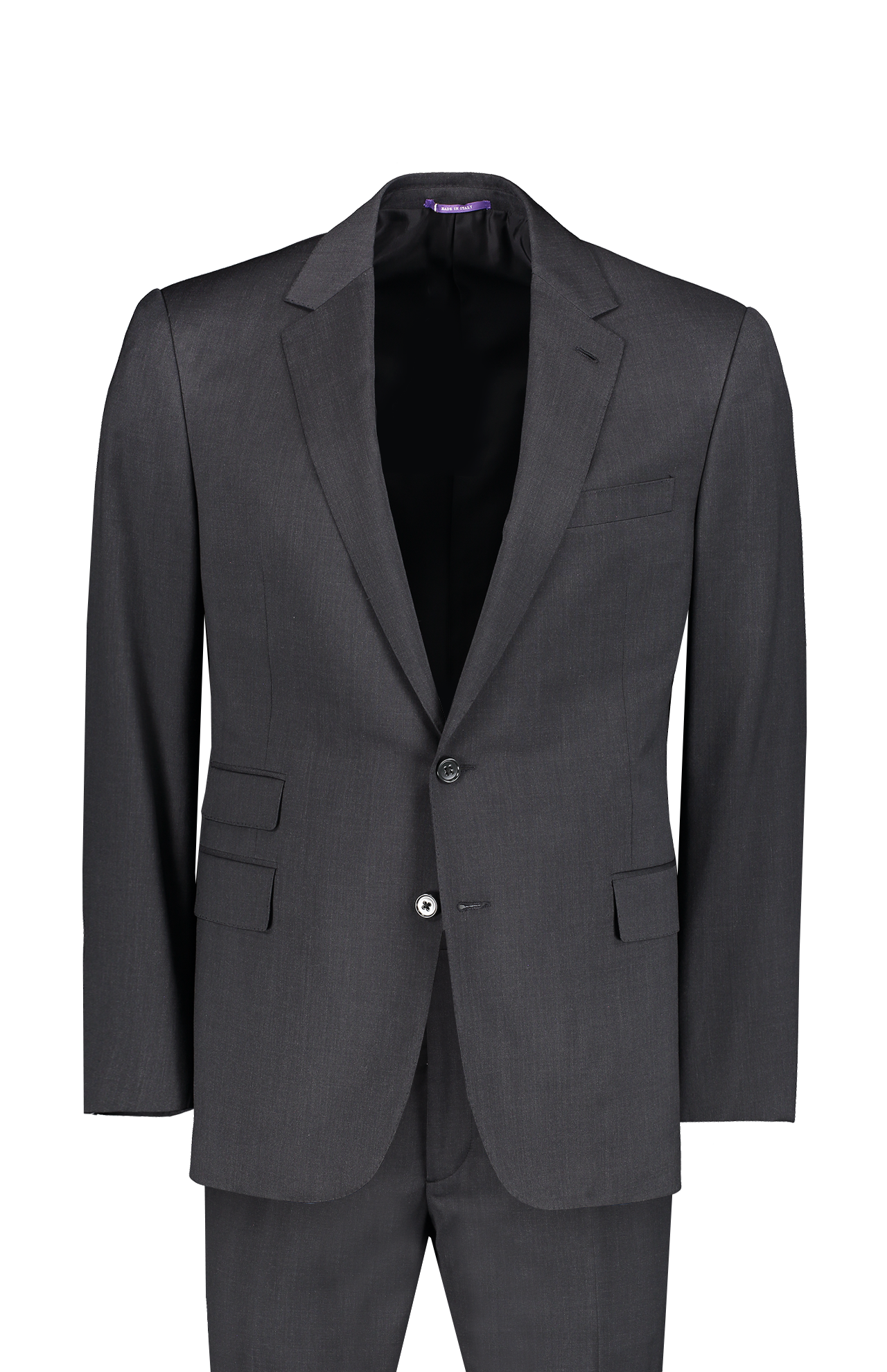 Ralph Lauren Purple Label Gregory Wool Serge Suit Charcoal Front Mannequin Image (6834394890355)