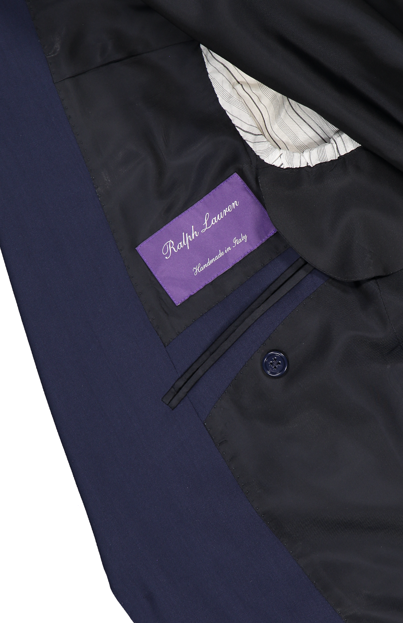 Ralph Lauren Purple Label Wool Serge 2B Gregory Jacket Classic Navy Inside Detail Image (6834394857587)