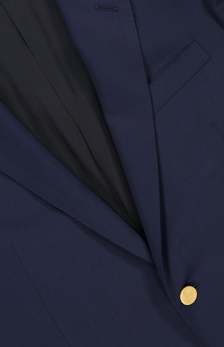 Ralph Lauren Purple Label Wool Serge 2B Gregory Jacket Classic Navy Collar Detail Image (6834394857587)