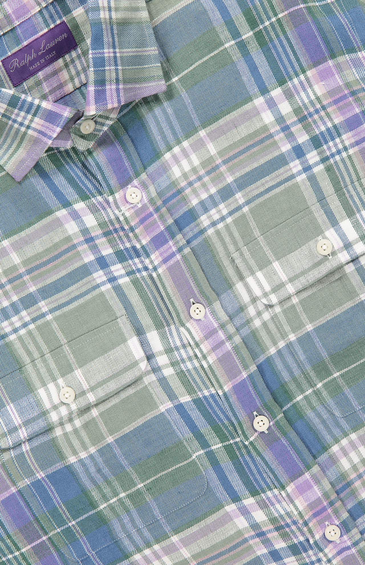 Ralph Lauren Sueded Linen Shirt Multicolor Top Detail Image (6865391386739)