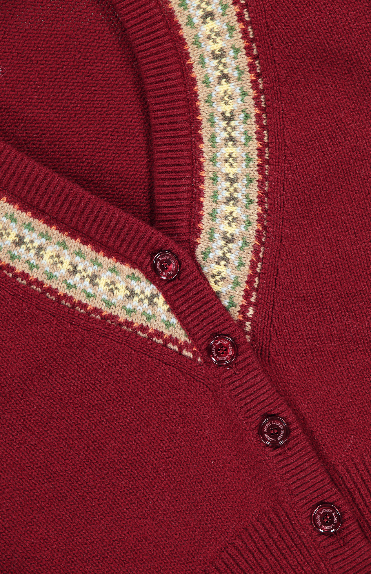 Ralph Lauren V-Neck Long Sleeve Cardigan Top Detail Image (6951512539251)