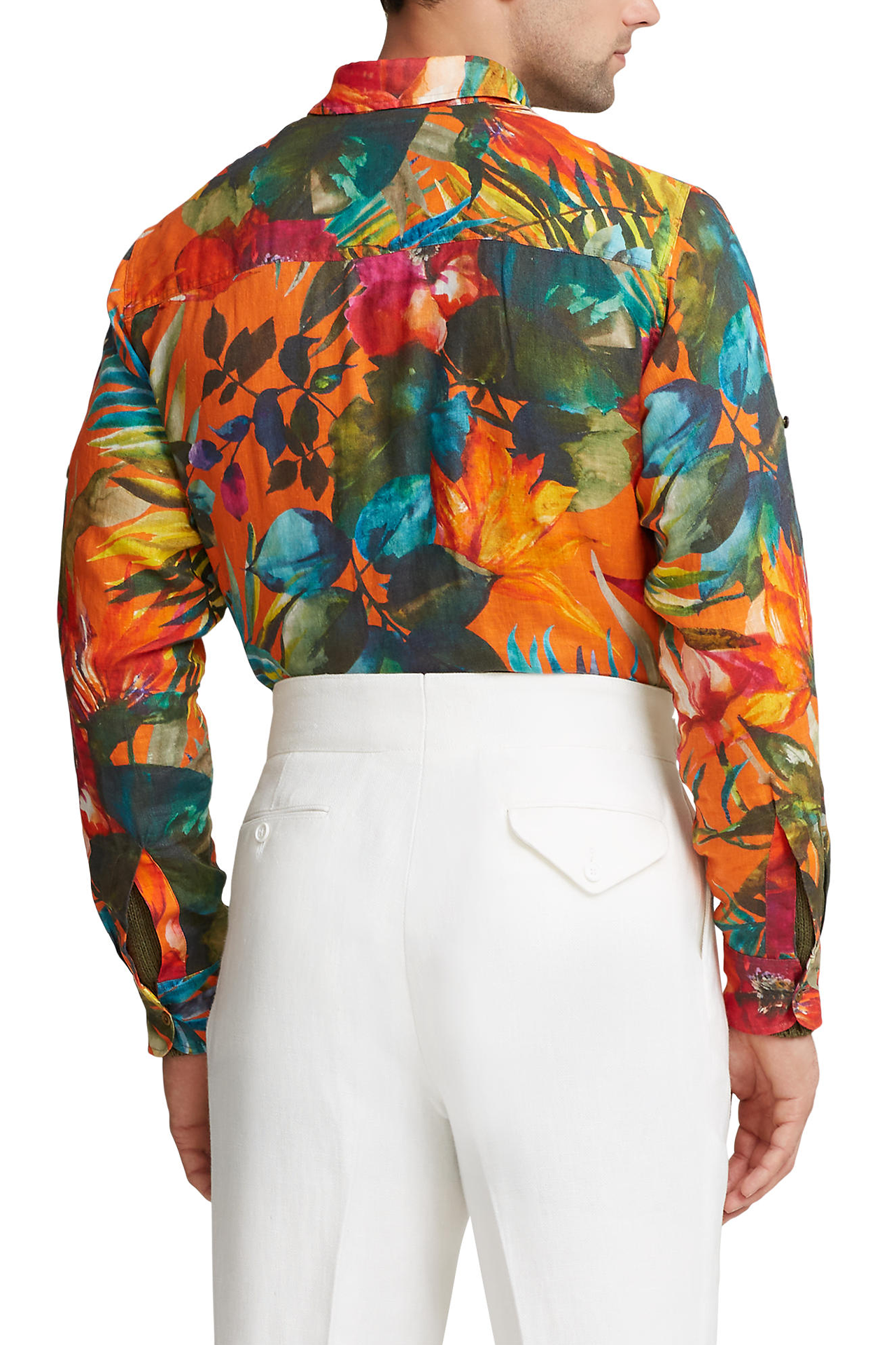 Floral Print Linen Shirt (7115365843059)