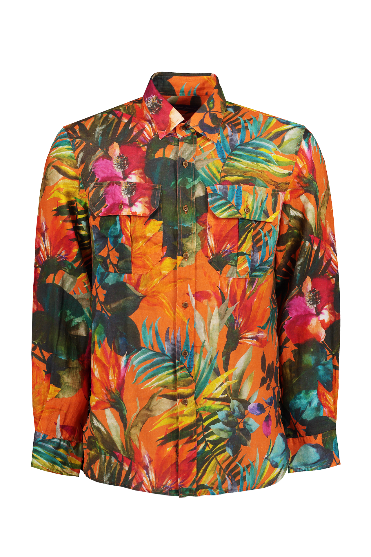 Floral Print Linen Shirt (7115365843059)