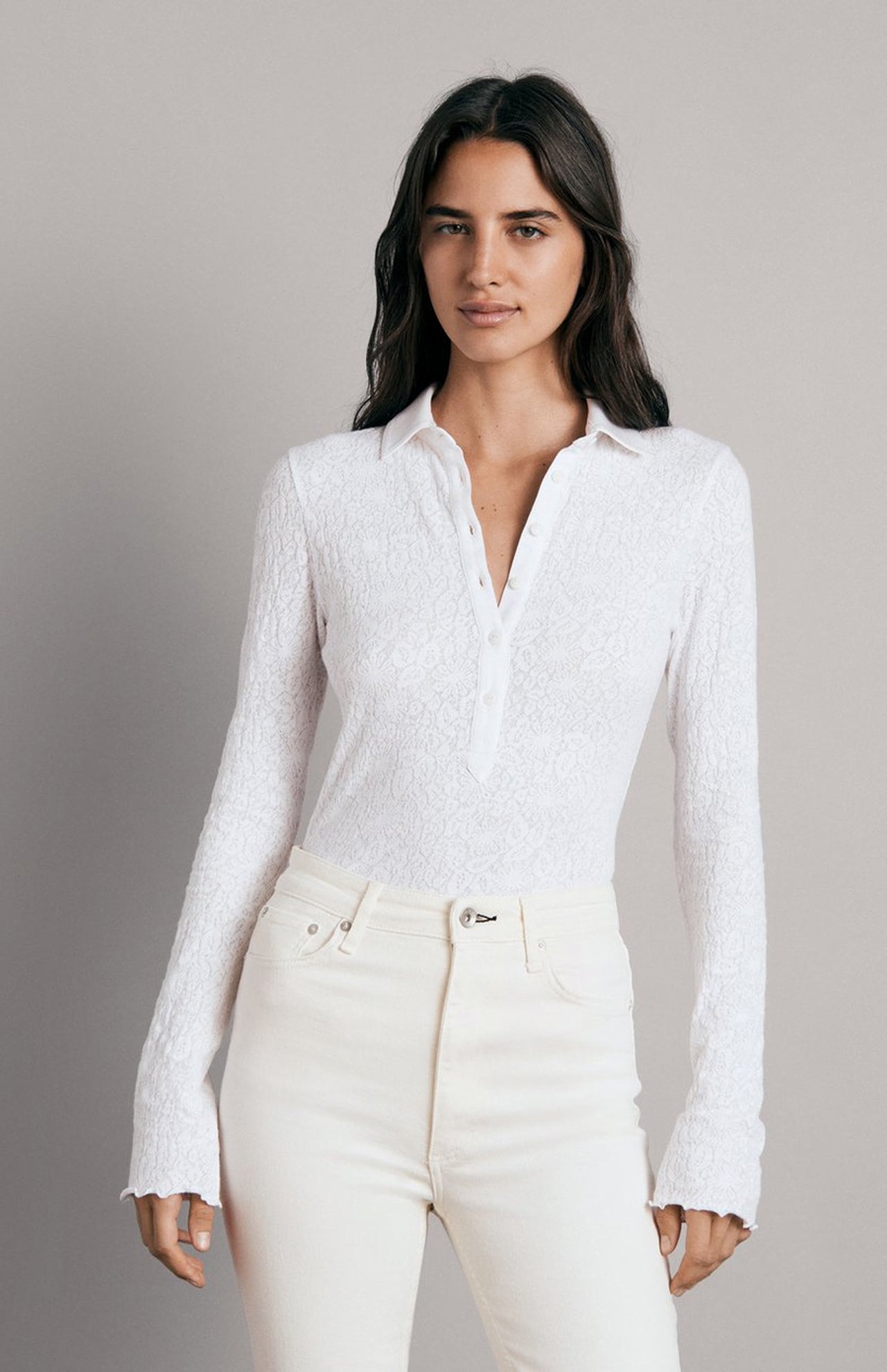 Gemma Jacquard Long Sleeve Polo (6985339928691)