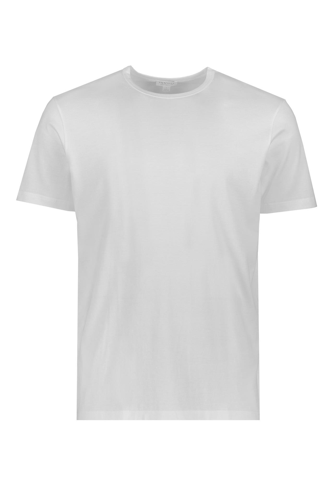 Sunspel Short Sleeve Classic Crewneck T-Shirt White Front Mannequin Image (6595543826547)
