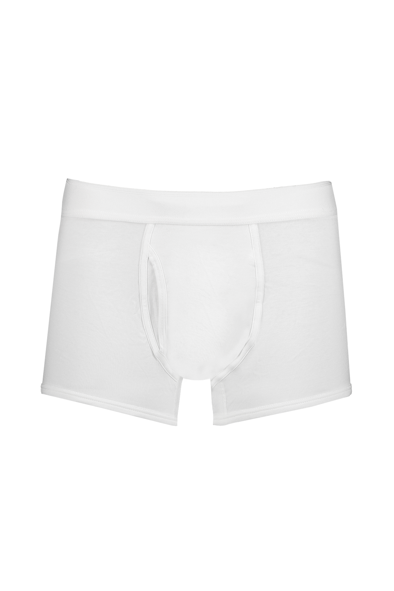 Sunspel Superfine Trunk White Boxers Front Image (4441559859315)