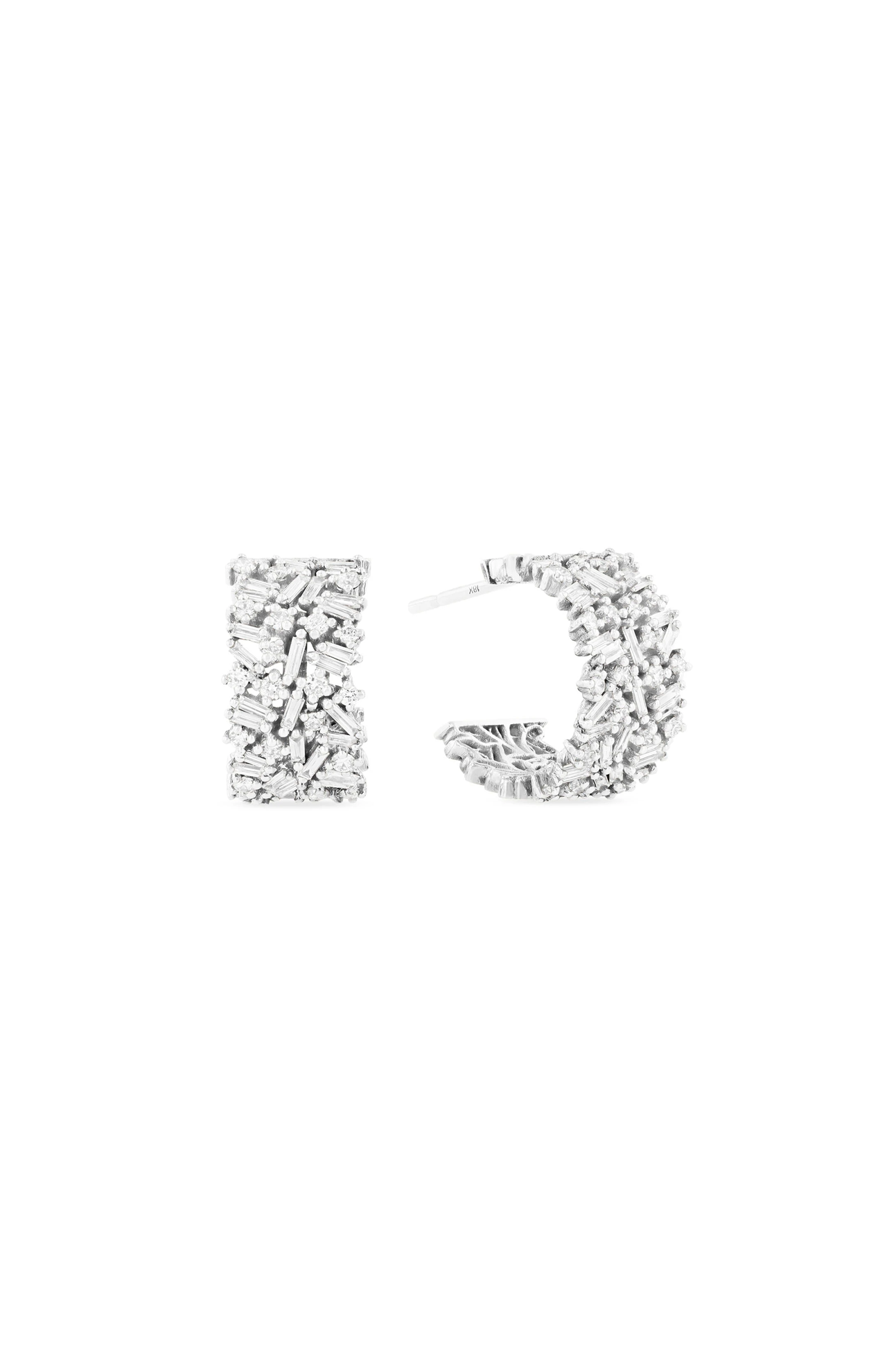 Fireworks Small White Diamond Hoops (6712642175091)