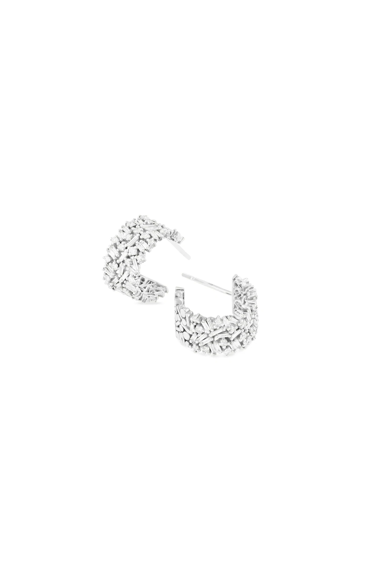 Fireworks Small White Diamond Hoops (6712642175091)